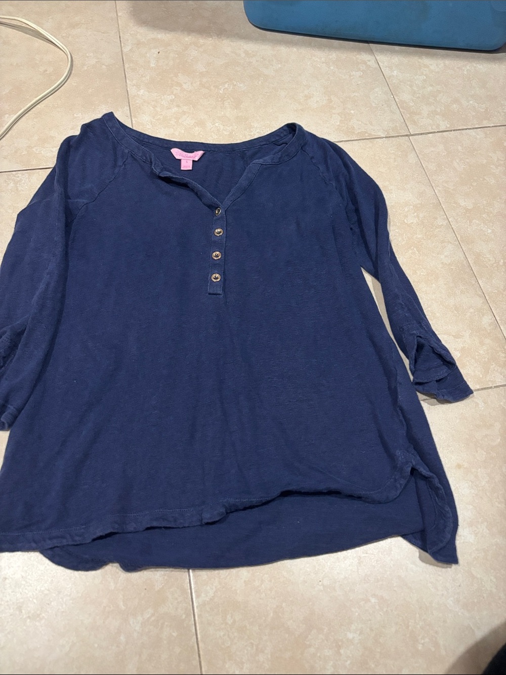 lily pulitzer linen 3/4 sleeve henley size small